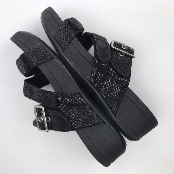 Vionic Black Lizard Rio Platform Slide Sandals - Picture 11 of 16